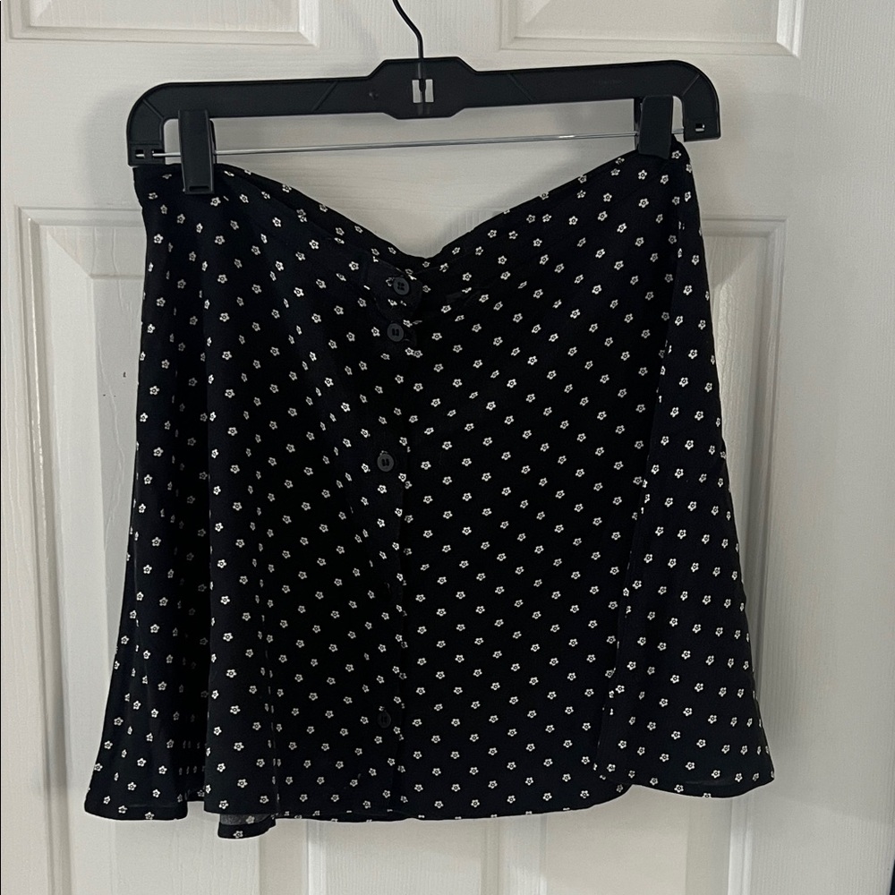 Divided Black Skater Skirt with White Dots
